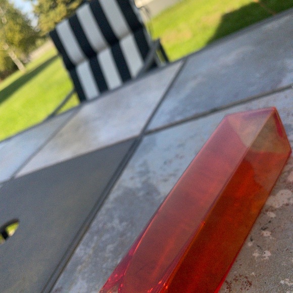 Vintage National Potteries Co Art Glass Bud Vase Orange Square Modern Fall - Picture 3 of 5